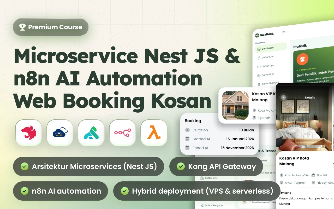 Kelas Microservice NestJS & n8n AI Automation: Web Booking Kosan di BuildWithAngga
